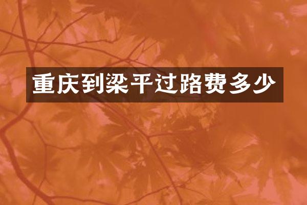 重庆到梁平过路费多少