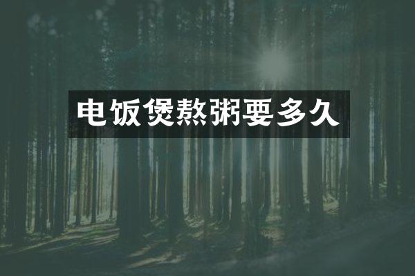 电饭煲熬粥要多久