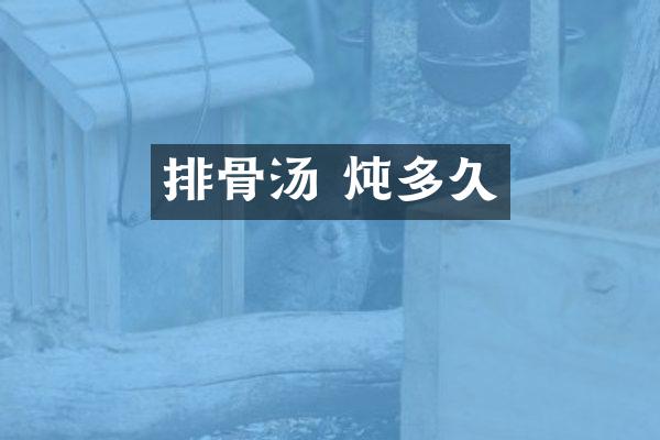 排骨汤 炖多久