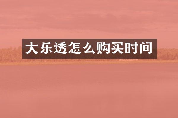 大怎么购买时间
