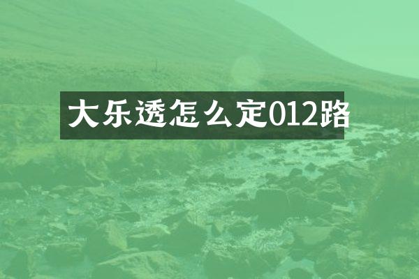 大怎么定012路