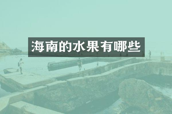 海南的水果有哪些