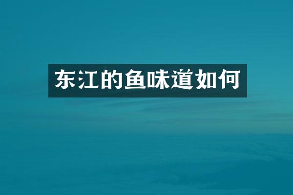 东江的鱼味道如何