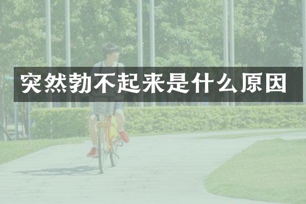 突然勃不起来是什么原因