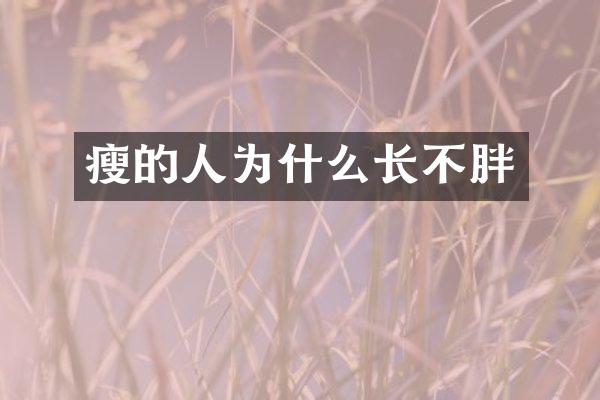 瘦的人为什么长不胖