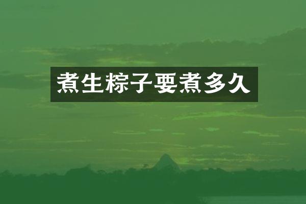 煮生粽子要煮多久