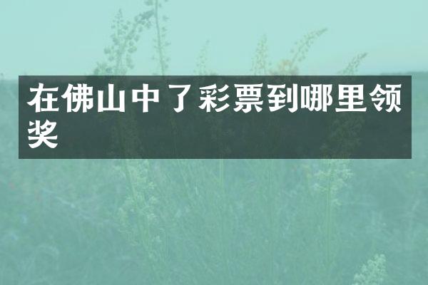 在佛山中了彩票到哪里领奖