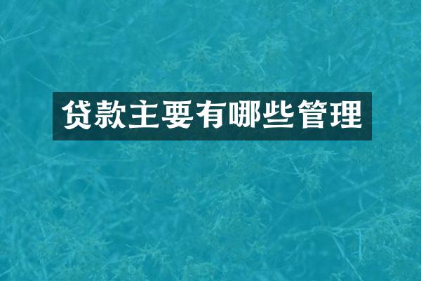 贷款主要有哪些管理