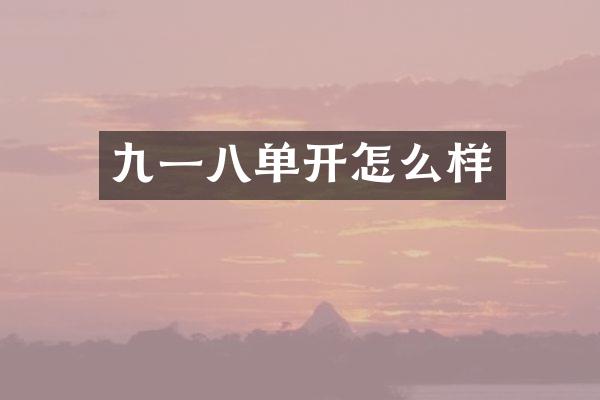 九一八单开怎么样