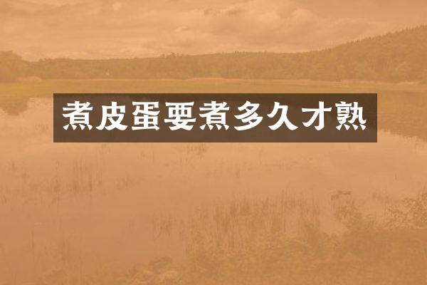 煮皮蛋要煮多久才熟