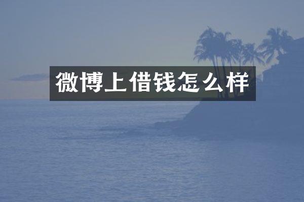 微博上借钱怎么样