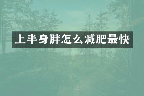 上半身胖怎么减肥最快