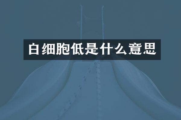 白细胞低是什么意思