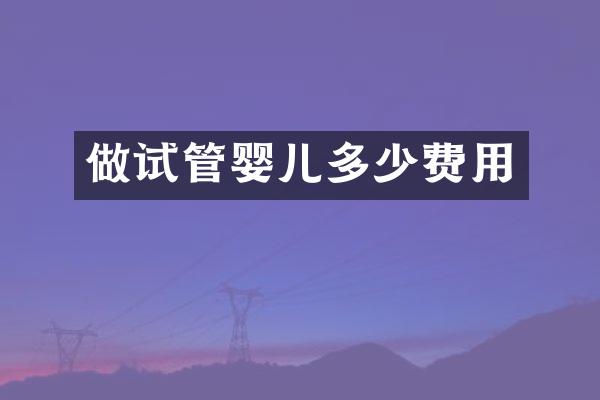做试管婴儿多少费用
