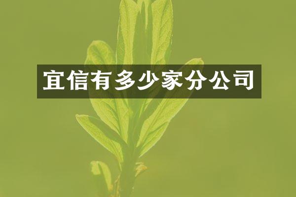 宜信有多少家分公司