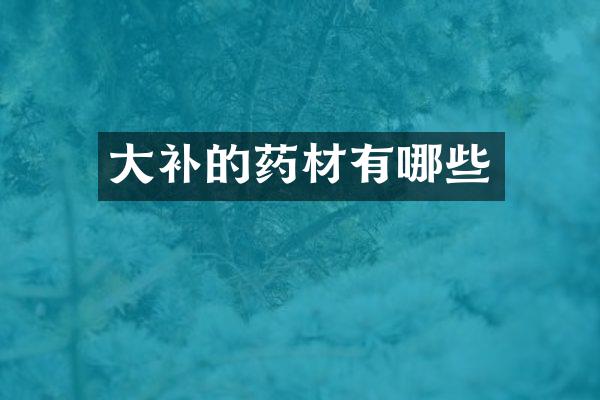 大补的药材有哪些