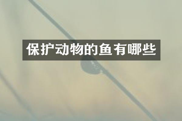 保护动物的鱼有哪些