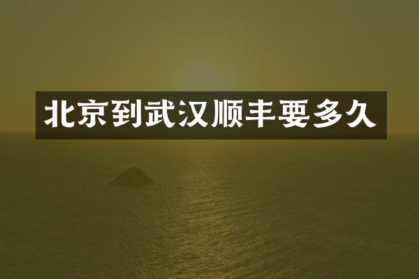 北京到武汉顺丰要多久