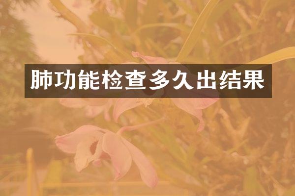 肺功能检查多久出结果
