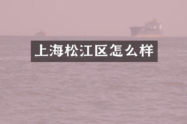 上海松江区怎么样