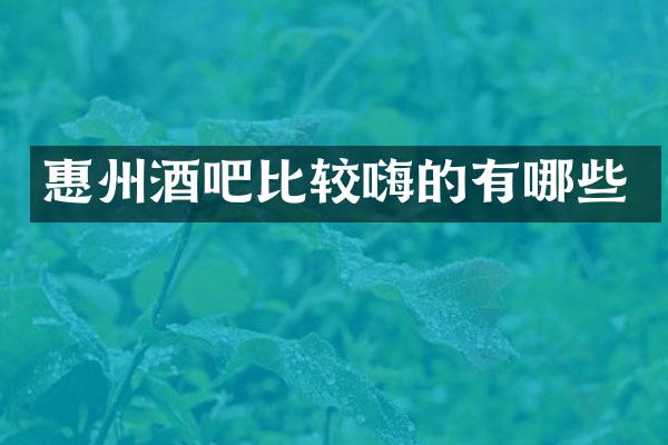 惠州酒吧比较嗨的有哪些