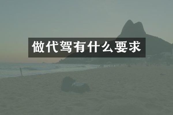 做代驾有什么要求