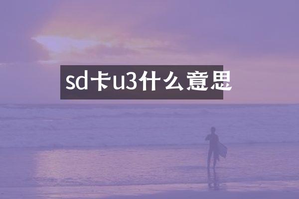 sd卡u3什么意思