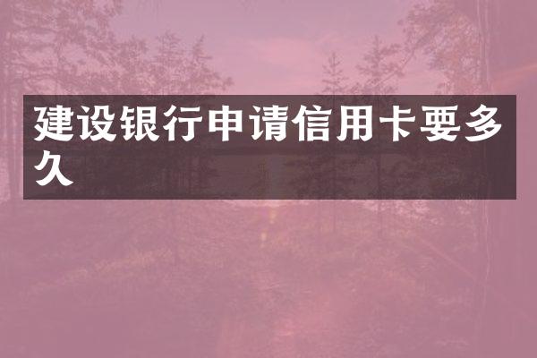 建设银行申请信用卡要多久