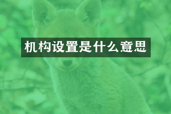 机构设置是什么意思
