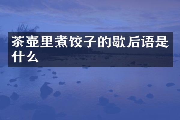 茶壶里煮饺子的歇后语是什么