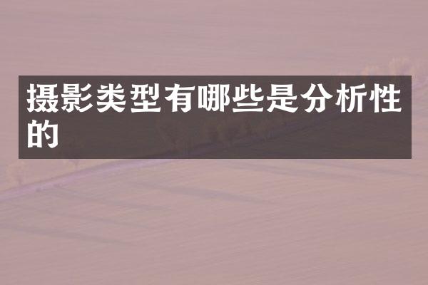摄影类型有哪些是分析性的