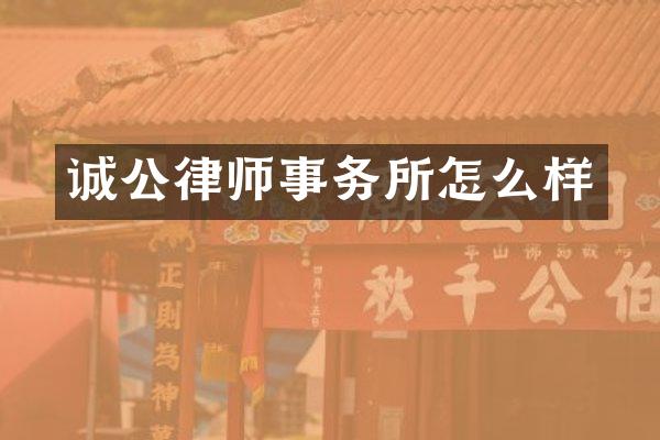 诚公律师事务所怎么样