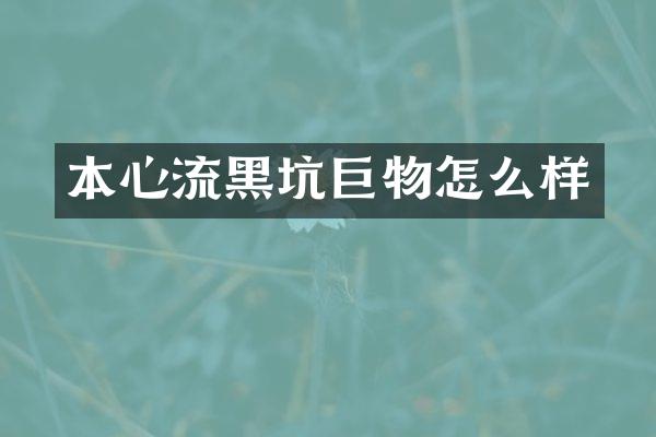 本心流黑坑巨物怎么样