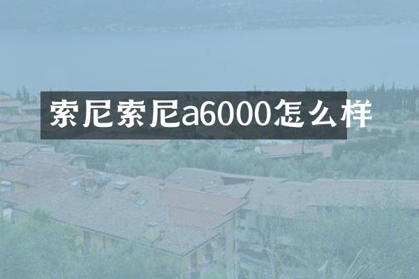 索尼索尼a6000怎么样