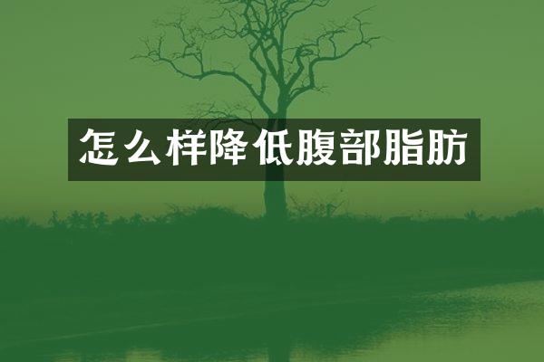 怎么样降低腹部脂肪