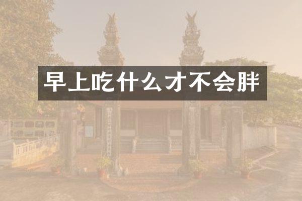 早上吃什么才不会胖