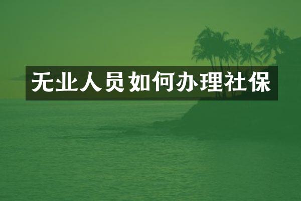 无业人员如何办理社保