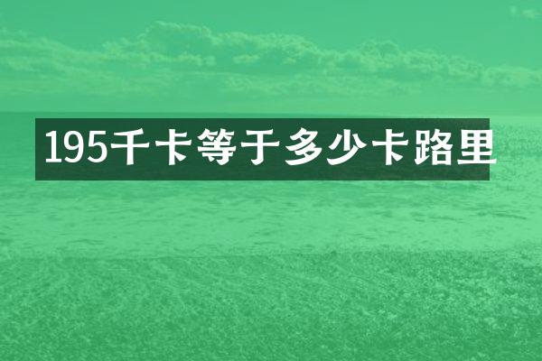 195千卡等于多少卡路里