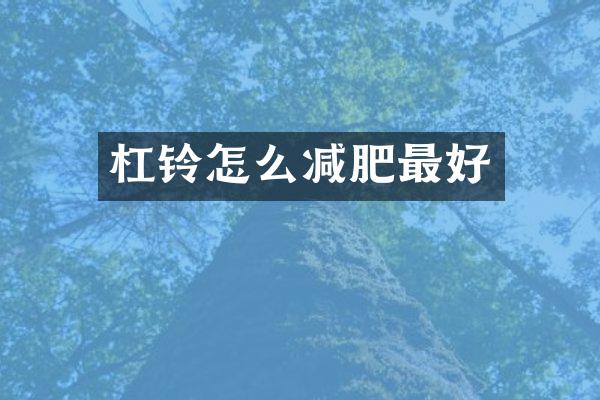 杠铃怎么减肥最好
