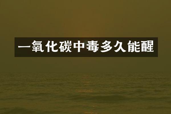 一氧化碳中毒多久能醒