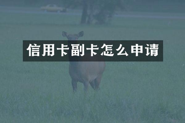 信用卡副卡怎么申请