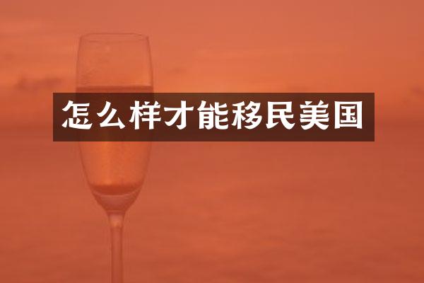 怎么样才能移民美国