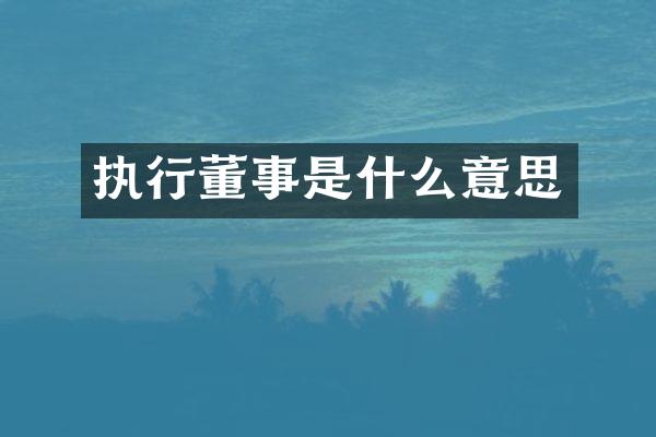 执行董事是什么意思