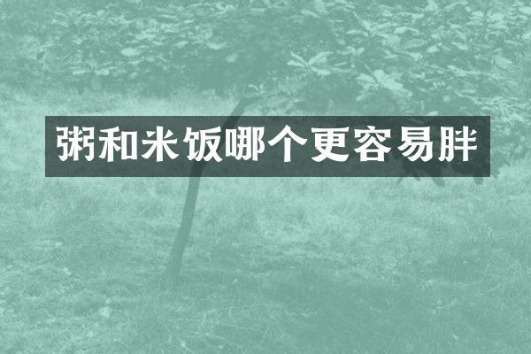 粥和米饭哪个更容易胖