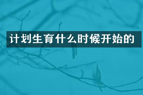 计划生育什么时候开始的