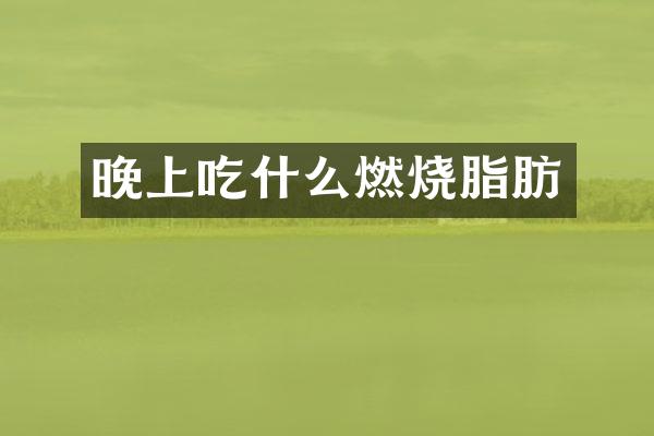晚上吃什么燃烧脂肪
