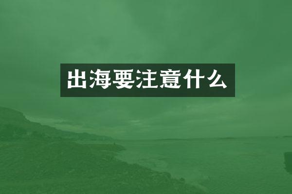 出海要注意什么