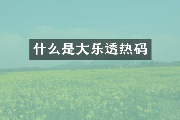 什么是大乐透热码