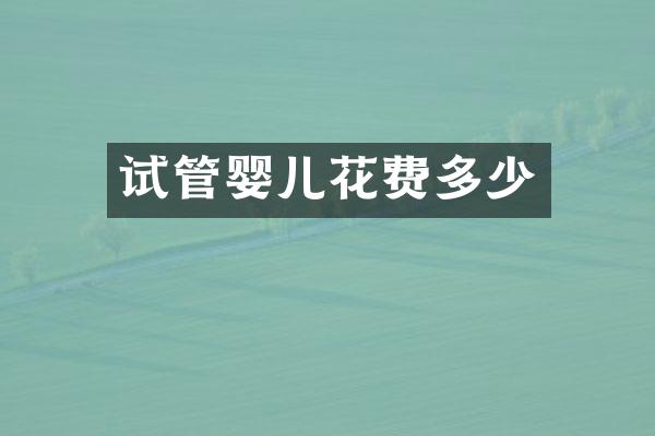 试管婴儿花费多少