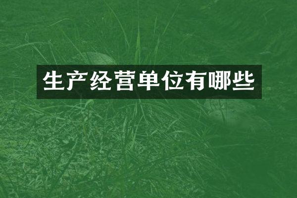 生产经营单位有哪些